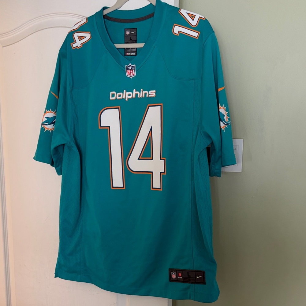 Nike Dolphins football Aqua Men's Jersey with Landry Number 14